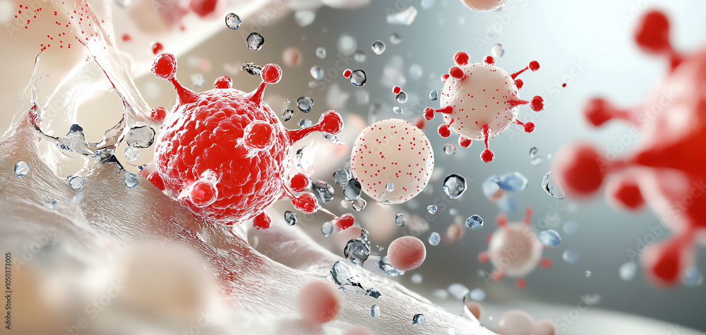 Poster exploring the intricate interactions between bacterial cells and human skin a visual representation 