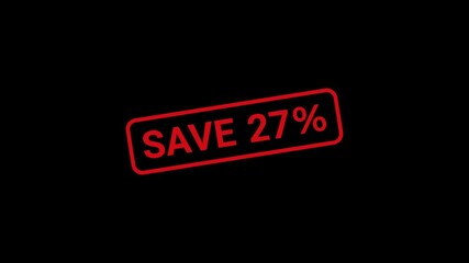 27 Percent Save Rubber Stamp Animation