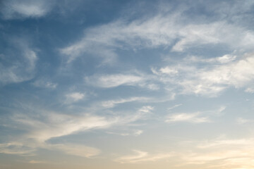 Obraz premium Smooth white clouds on blue sky background. Outdoor nature or save the earth concept.