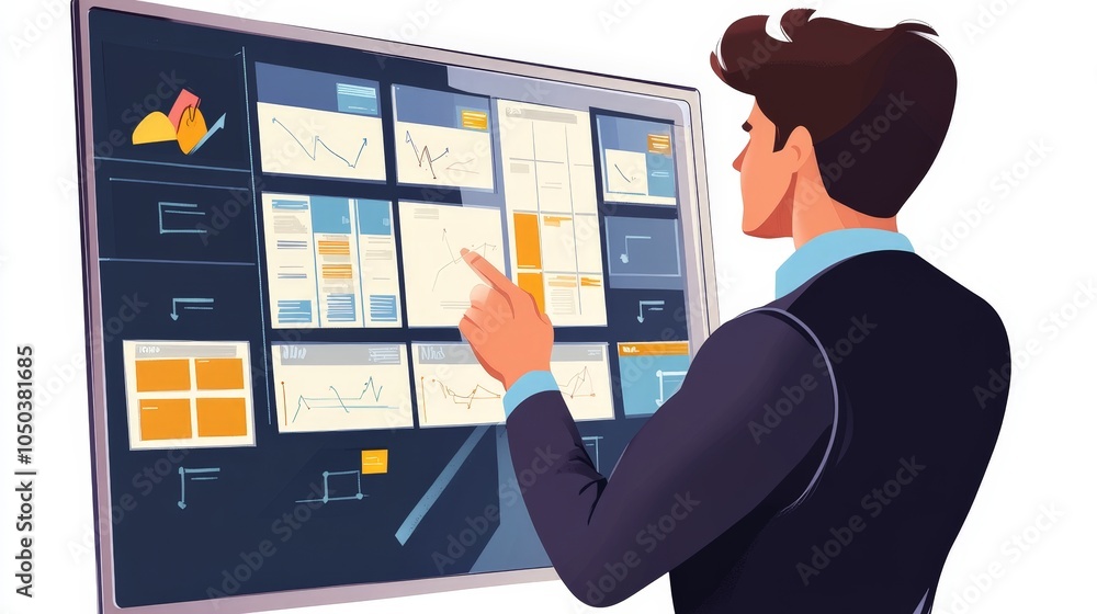 Poster a project manager using a kanban board to track project tasks, ensuring that the team meets deadline