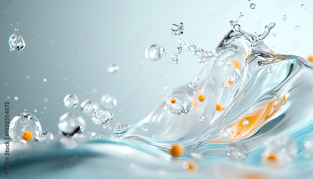 Poster microscopic view of bacteria in water highlighting the intricate interplay of microorganisms and flu