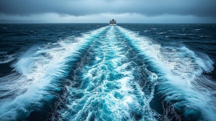 The wave of the ferry's stern