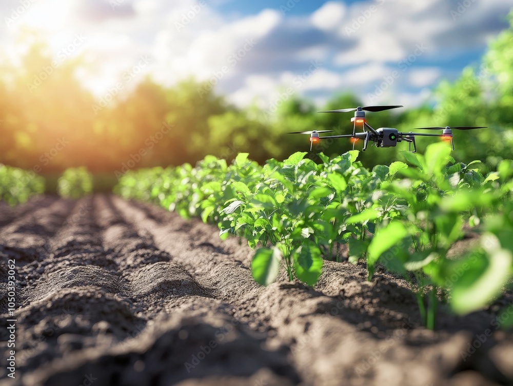 Poster an ai-powered agriculture system using drones and sensors to optimize crop management and boost yiel