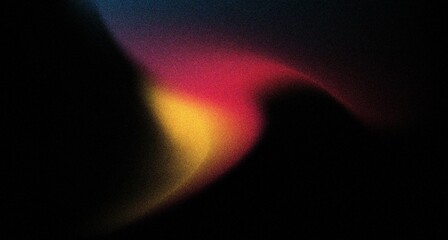 Vibrant yellow purple black abstract color gradient banner poster cover design, dark grainy texture, copy space