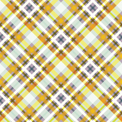 Light checkered print, diagonal geometric pattern. Seamless vector background in yellow and orange tones with light stripes.