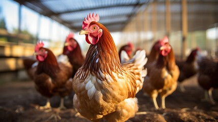 A Close-Up of a Brown Chicken in a Coop