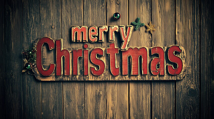 Merry Christmas text in a Christmas background