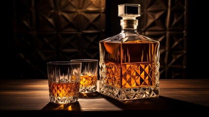 glass of whiskey. Luxury glass of wine