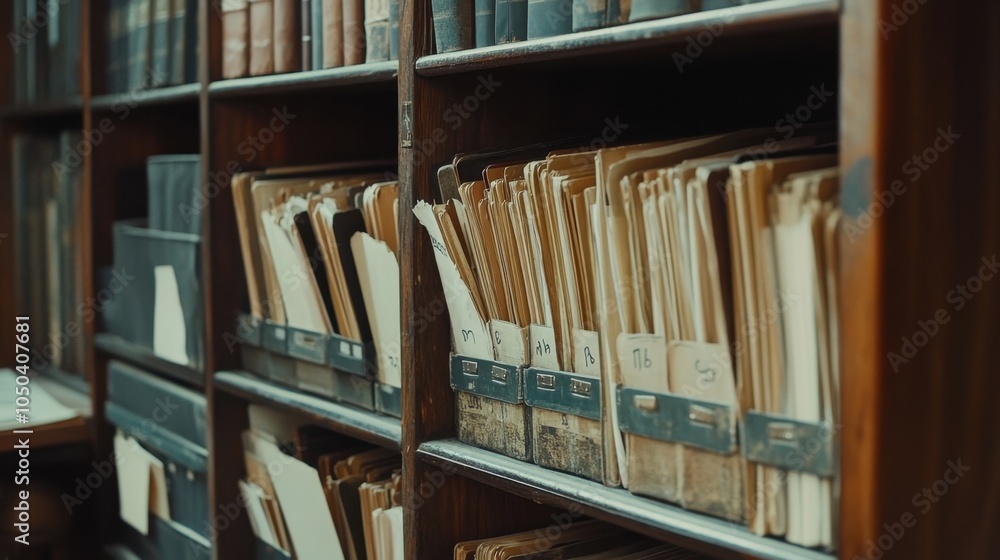 Poster simple archive setup with organized files, capturing modern document storage for minimalism