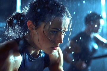 No Pain, No Gain Show determined individuals in an intense training environment, pushing their limits in various athletic activities like weightlifting