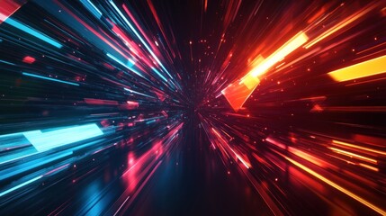Abstract Neon Light Speed Tunnel