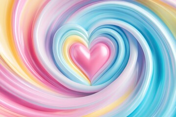 Soft Swirls with a Heart Center in Pastel Colors