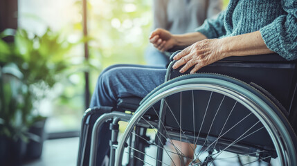 Naklejka premium Elderly Person in Wheelchair with Companion