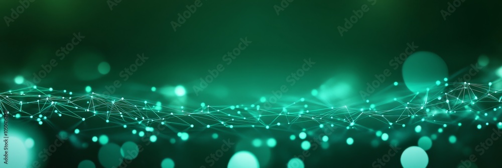 Poster abstract green tech background with glowing network, representing connection, innovation, technology