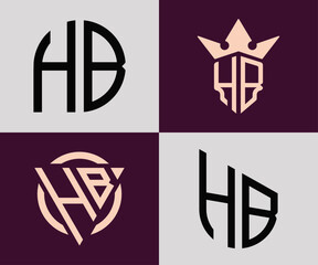 Creative simple Initial Letters HB Logo Designs Bundle