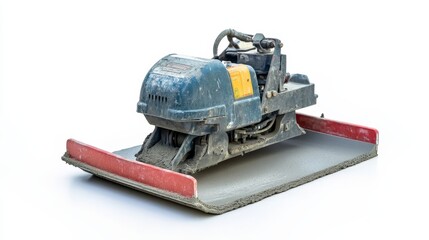 Fototapeta premium A portable cement troweling machine used for smooth concrete, isolated on a white background
