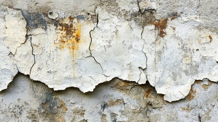 Fototapeta premium Abstract crack image of a cracked wall, featuring rough texture, peeling paint, and distressed details. Symbolizing time, decay, weathering, fragility, and resilience.