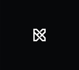 Minimal Letter K or XK linear knot monogram with black background. 