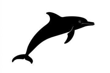 Obraz premium A graceful dolphin silhouette leaping through the air, symbolizing freedom, joy, intelligence, aquatic life, and the beauty of nature.