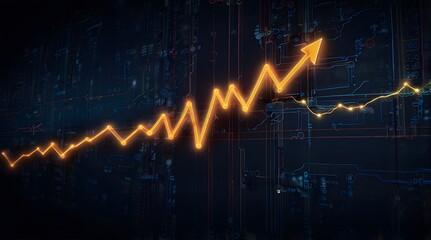 Digital Arrows Indicate Growth in Technology-Driven Economy with Advancements in Data Analytics and Innovation