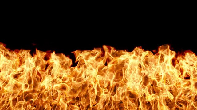 Fire flames blazing movement on black backgrounds
