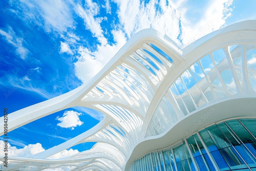 Poster modern architectural design with white structures showcasing a stunning contemporary building with a