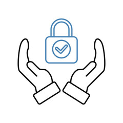 Obraz premium secured concept line icon. Simple element illustration. secured concept outline symbol design.