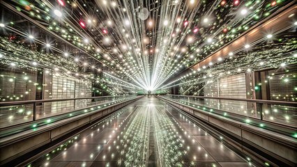 Abstract background with bright lights in mysterious digital world