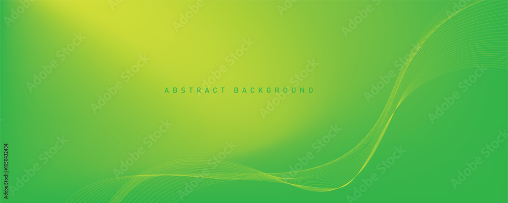 Wall mural abstract green gradient vector background with waves.