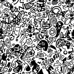 Naklejka premium Abstract seamless pattern Christmas doodles 