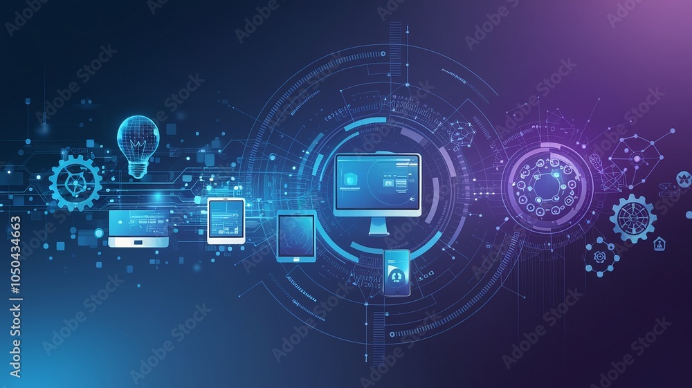 Poster Exploring the intersection of technology and innovation a visual representation of abstract concepts in the digital world