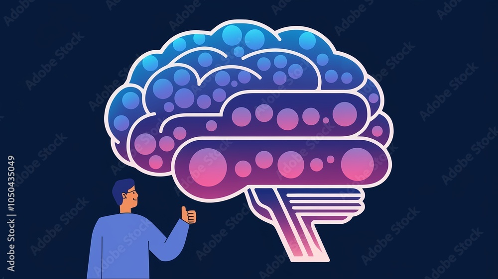 Aufkleber futuristic illustration of a human interacting with an abstract brain design symbolizing innovation 
