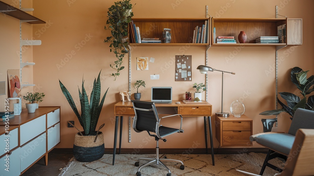 Poster stylish home office setup aesthetic and functional design for modern workspaces in a cozy environmen