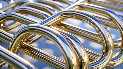 Abstract metal lines, abstract metallic background, geometric metal pipes