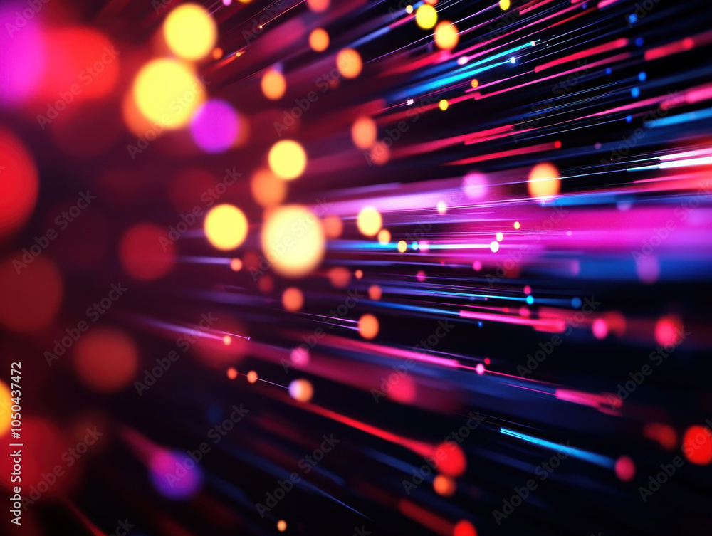 Leinwandbilder a vibrant abstract image featuring colorful light streaks and glowing orbs, creating a dynamic sense