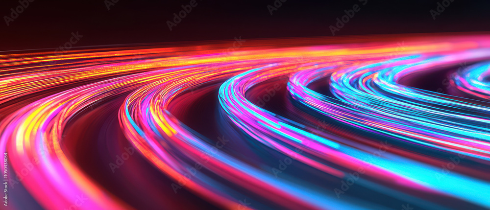 Leinwandbilder vibrant light trails in dynamic motion create a stunning abstract visual with neon colors and smooth