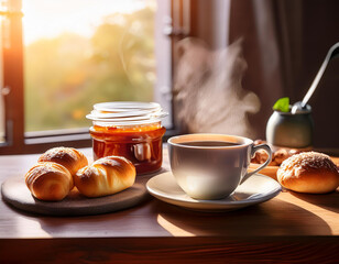 cup of coffee and croissant