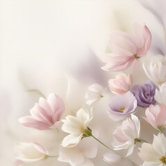pastel colored flowers Elegant Floral Watercolor Background, created with generative AI
