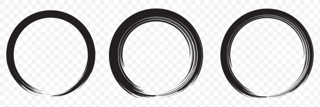Black Circle Brush Zen, Enzo Logo, Sign, Icon Set Vector Illustration Template. EPS 10.