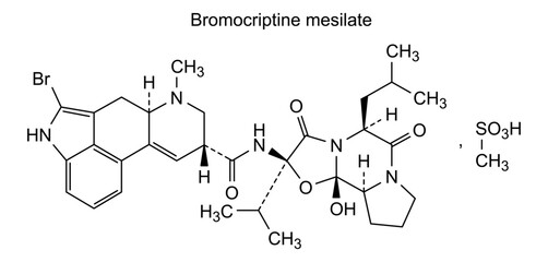 Chemical structure of bomocriptine mesilate, drug substance
