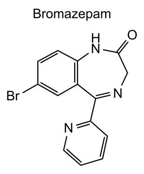 Chemical structure of bromazepam, drug substance