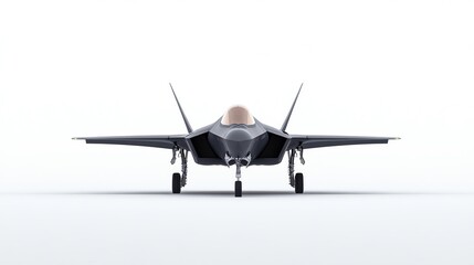 Fototapeta premium Futuristic fighter jet, sleek design, white isolated background