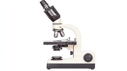 Fototapeta premium Microscope on white isolate background for laboratory and educational use.