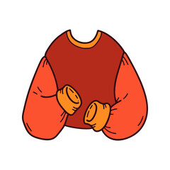 Sweater color doodle icon. Cozy Autumn and winter element. Change of seasons Vector doodle illustration.