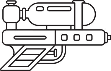 Super Soaker Water Gun:  A fun, line art illustration of a powerful water gun, perfect for summer fun and playful designs.