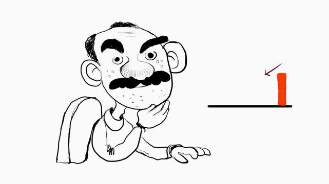 hand drawn animation CEO and decrease curve