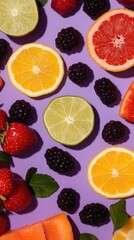 デジタルメディアデザインのための鮮やかな夏のフルーツパターン