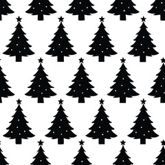 Fototapeta premium Silhouette Christmas tree seamless pattern. Christmas tree background