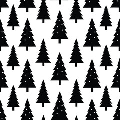 Obraz premium Silhouette Christmas tree seamless pattern. Christmas tree background