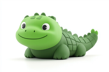 Fototapeta premium Green plasticine clay crocodile isolated on white background